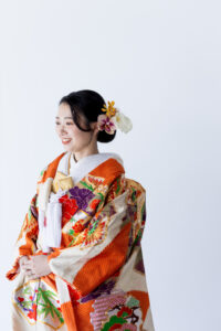 ヘア飾りがお花の和装フォトウェディング
