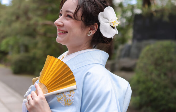 富山でフォトウェディング！珍しいブルーの色打掛で前撮り和装ロケーション撮影