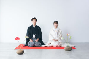 富山のコアラで和装フォトウェディングを行なっている新郎新婦の様子