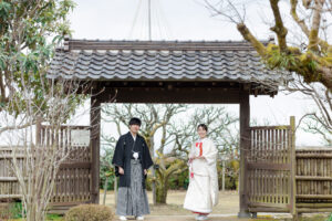富山の内山邸で和装ロケーションを撮影している富山フォトウェディング