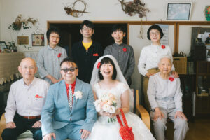 富山のコアラで実家で家族と撮影した富山ファミリーフォトウェディング