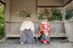 富山のコアラが富山城址公園でフォトウェディングを行なった新郎新婦