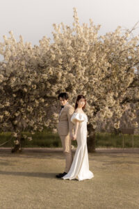 富山のコアラで桜と共に撮影したフォトウェディング